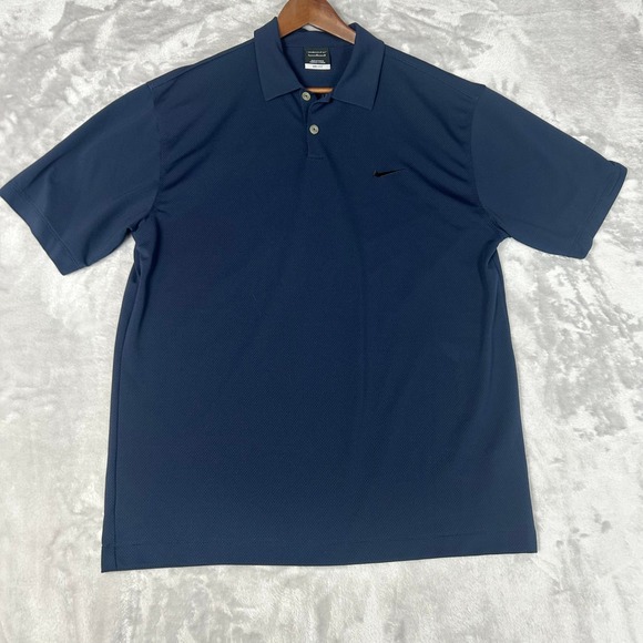 Nike Golf Dri-FIT Polo Shirt Mens Large L Navt Blue Short Sleeve‎ - Picture 1 of 6